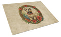 Glen of Imaal Terrier Christmas Flowers Cutting Board Tempered Glass Kitchen Cutting Surface, Heat Resistant Chopping, Non-Slip Feet, Food Prep & Serving