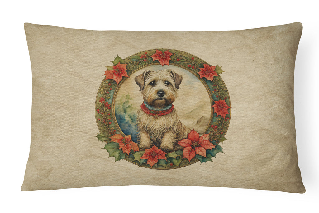 Glen of Imaal Terrier Christmas Flowers Decorative Throw Pillow 12x16 Indoor Outdoor Accent Cushion, Fabric Cover with Insert for Sofa, Bed, Porch & Living Room