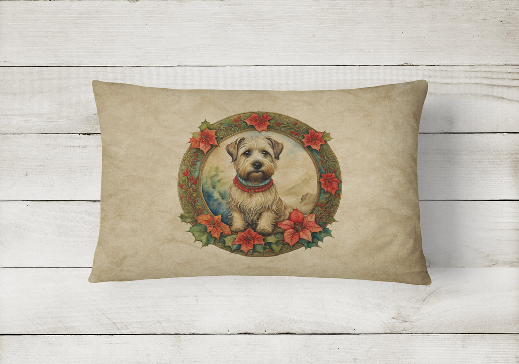 Glen of Imaal Terrier Christmas Flowers Decorative Throw Pillow 12x16 Indoor Outdoor Accent Cushion, Fabric Cover with Insert for Sofa, Bed, Porch & Living Room