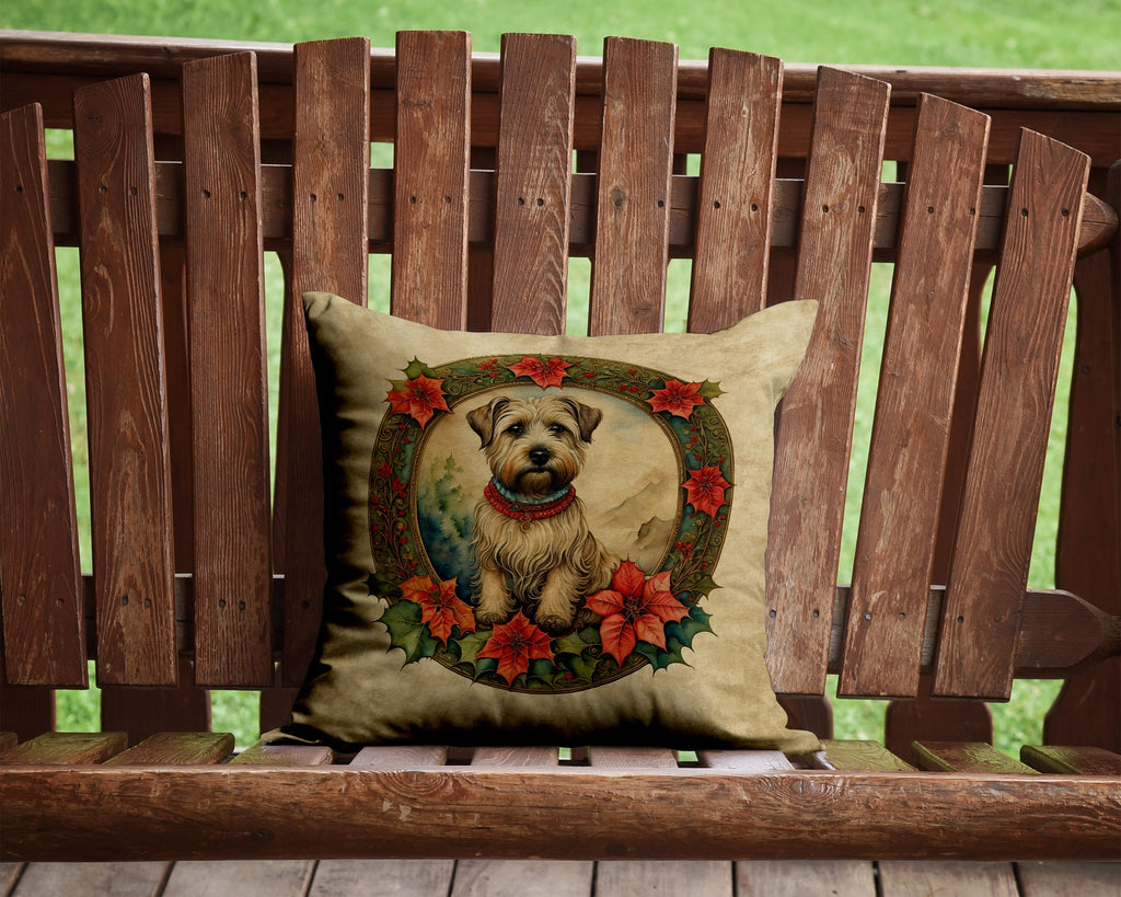 Glen of Imaal Terrier Christmas Flowers Decorative Throw Pillow 14x14 Indoor Outdoor Accent Cushion, Fabric Cover with Insert for Sofa, Bed, Porch & Living Room