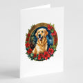 Golden Retriever Christmas Flowers Greeting Cards Pack of 8 Blank Cards with Envelopes Whimsical A7 Size 5x7