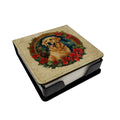 Golden Retriever Christmas Flowers PU Leather Note Paper Holder with Artist-Designed Cover, Desk Accessory, Office Gift