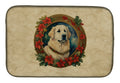 Great Pyrenees Christmas Flowers Dish Drying Mat Absorbent Dish Drying Mat Pad for Kitchen Counter Dish Drainer Mat for Countertop, 14 x 21", Multicolor