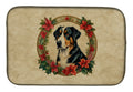 Greater Swiss Mountain Dog Christmas Flowers Dish Drying Mat Absorbent Dish Drying Mat Pad for Kitchen Counter Dish Drainer Mat for Countertop, 14 x 21", Multicolor