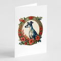 Greyhound Christmas Flowers Greeting Cards Pack of 8 Blank Cards with Envelopes Whimsical A7 Size 5x7