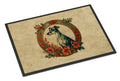 Greyhound Christmas Flowers Doormat Indoor Outdoor 24H X 36W Front Door Mat Rugs for Entryway, Non Slip Washable Low Pile,