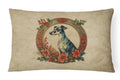 Greyhound Christmas Flowers Decorative Throw Pillow 12x16 Indoor Outdoor Accent Cushion, Fabric Cover with Insert for Sofa, Bed, Porch & Living Room