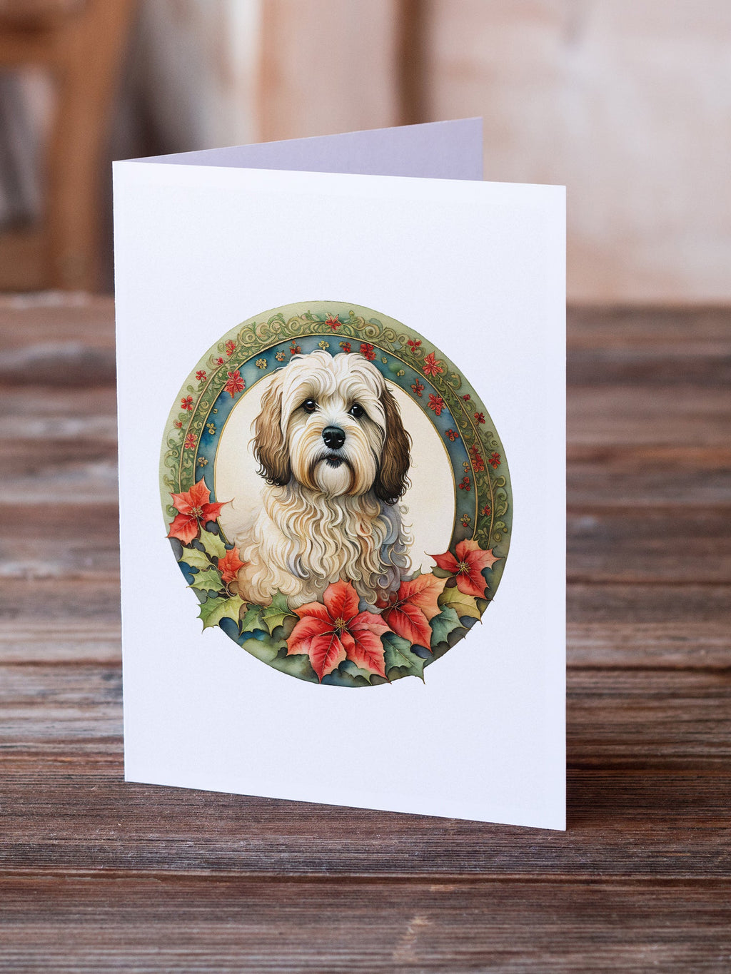 Havanese Christmas Flowers Greeting Cards Pack of 8 Blank Cards with Envelopes Whimsical A7 Size 5x7