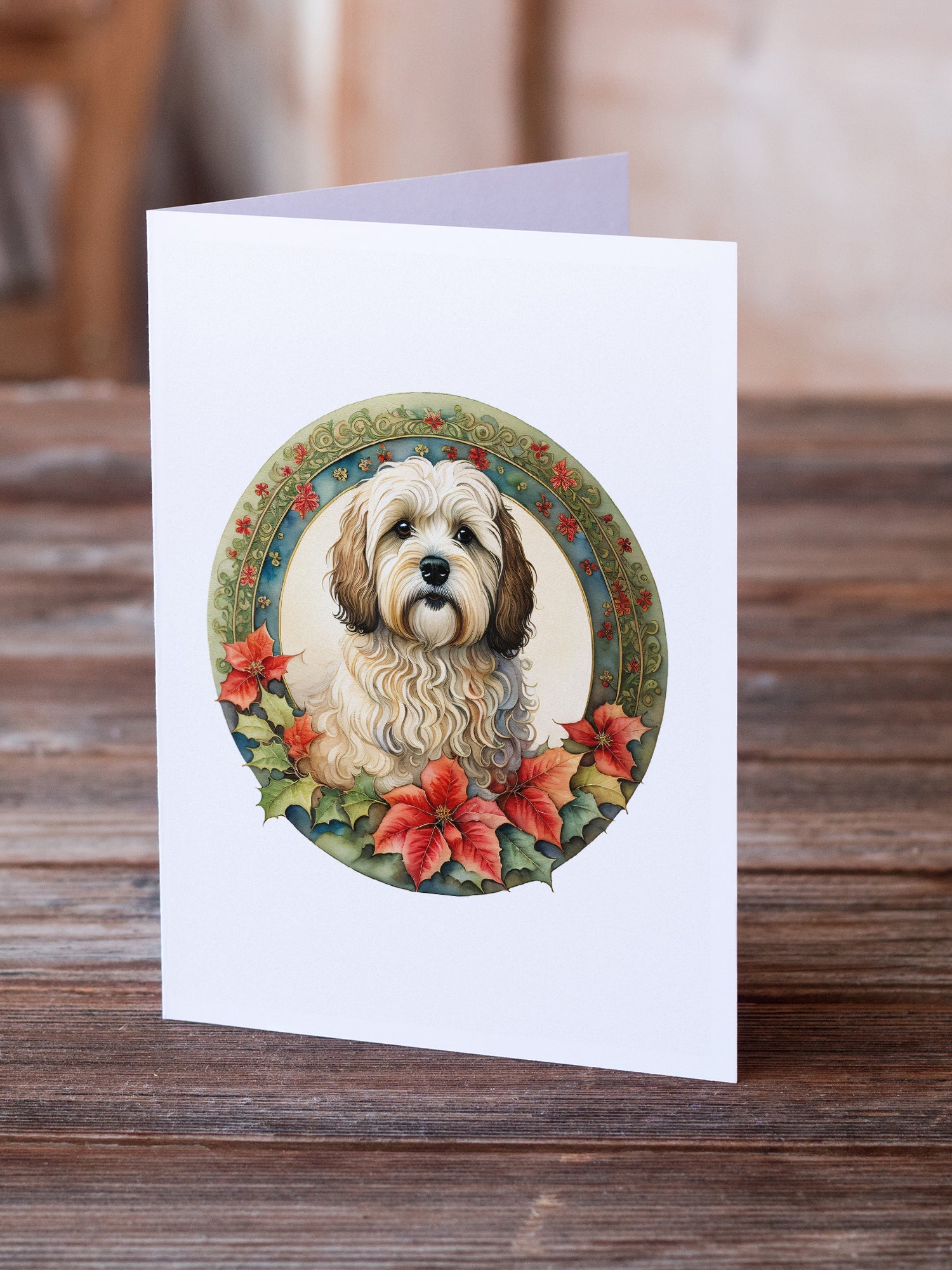 Havanese Christmas Flowers Greeting Cards Pack of 8 Blank Cards with Envelopes Whimsical A7 Size 5x7