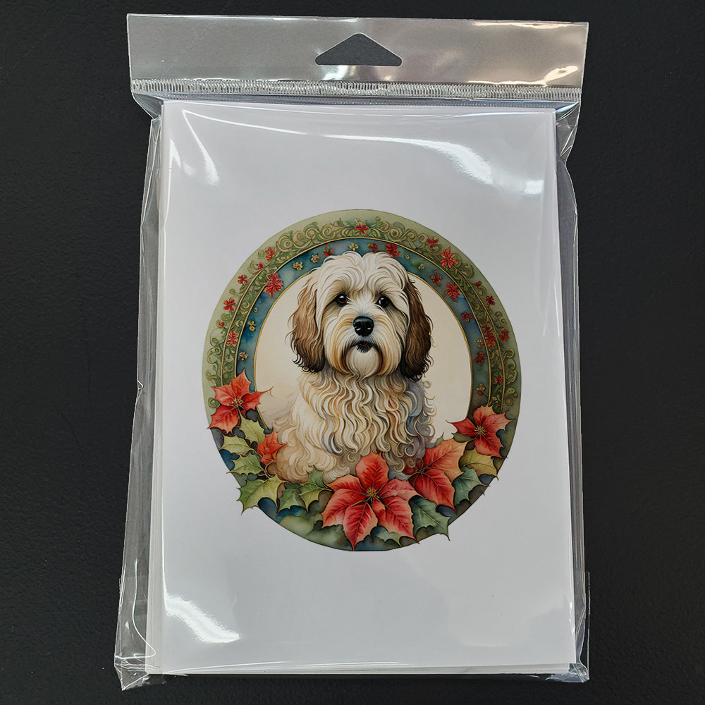Havanese Christmas Flowers Greeting Cards Pack of 8 Blank Cards with Envelopes Whimsical A7 Size 5x7
