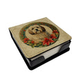 Havanese Christmas Flowers PU Leather Note Paper Holder with Artist-Designed Cover, Desk Accessory, Office Gift