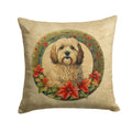 Havanese Christmas Flowers Decorative Throw Pillow 18x18 Indoor Outdoor Accent Cushion, Fabric Cover with Insert for Sofa, Bed, Porch & Living Room