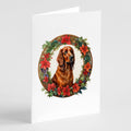 Irish Setter Christmas Flowers Greeting Cards Pack of 8 Blank Cards with Envelopes Whimsical A7 Size 5x7