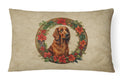 Irish Setter Christmas Flowers Decorative Throw Pillow 12x16 Indoor Outdoor Accent Cushion, Fabric Cover with Insert for Sofa, Bed, Porch & Living Room