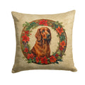 Irish Setter Christmas Flowers Decorative Throw Pillow 14x14 Indoor Outdoor Accent Cushion, Fabric Cover with Insert for Sofa, Bed, Porch & Living Room