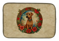 Irish Terrier Christmas Flowers Dish Drying Mat Absorbent Dish Drying Mat Pad for Kitchen Counter Dish Drainer Mat for Countertop, 14 x 21", Multicolor