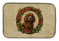 Irish Water Spaniel Christmas Flowers Dish Drying Mat Absorbent Dish Drying Mat Pad for Kitchen Counter Dish Drainer Mat for Countertop, 14 x 21", Multicolor