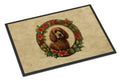 Irish Water Spaniel Christmas Flowers Doormat Indoor Outdoor 18H X 27W Front Door Mat Rugs for Entryway, Non Slip Washable