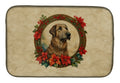 Irish Wolfhound Christmas Flowers Dish Drying Mat Absorbent Dish Drying Mat Pad for Kitchen Counter Dish Drainer Mat for Countertop, 14 x 21", Multicolor