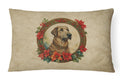 Irish Wolfhound Christmas Flowers Decorative Throw Pillow 12x16 Indoor Outdoor Accent Cushion, Fabric Cover with Insert for Sofa, Bed, Porch & Living Room