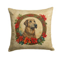 Irish Wolfhound Christmas Flowers Decorative Throw Pillow 14x14 Indoor Outdoor Accent Cushion, Fabric Cover with Insert for Sofa, Bed, Porch & Living Room