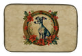 Italian Greyhound Christmas Flowers Dish Drying Mat Absorbent Dish Drying Mat Pad for Kitchen Counter Dish Drainer Mat for Countertop, 14 x 21", Multicolor