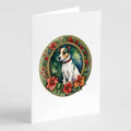 Jack Russell Terrier Christmas Flowers Greeting Cards Pack of 8 Blank Cards with Envelopes Whimsical A7 Size 5x7