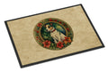 Jack Russell Terrier Christmas Flowers Doormat Indoor Outdoor 24H X 36W Front Door Mat Rugs for Entryway, Non Slip Washable Low Pile,