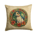 Jack Russell Terrier Christmas Flowers Decorative Throw Pillow 18x18 Indoor Outdoor Accent Cushion, Fabric Cover with Insert for Sofa, Bed, Porch & Living Room