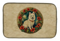 Japanese Spitz Christmas Flowers Dish Drying Mat Absorbent Dish Drying Mat Pad for Kitchen Counter Dish Drainer Mat for Countertop, 14 x 21", Multicolor