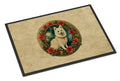 Japanese Spitz Christmas Flowers Doormat Indoor Outdoor 24H X 36W Front Door Mat Rugs for Entryway, Non Slip Washable Low Pile,