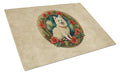 Japanese Spitz Christmas Flowers Cutting Board Tempered Glass Kitchen Cutting Surface, Heat Resistant Chopping, Non-Slip Feet, Food Prep & Serving