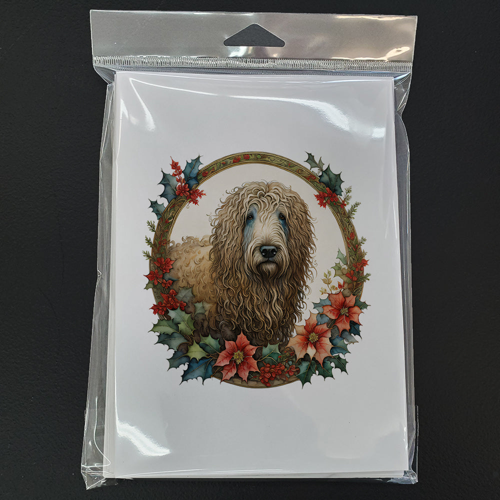 Komondor Christmas Flowers Greeting Cards Pack of 8 Blank Cards with Envelopes Whimsical A7 Size 5x7