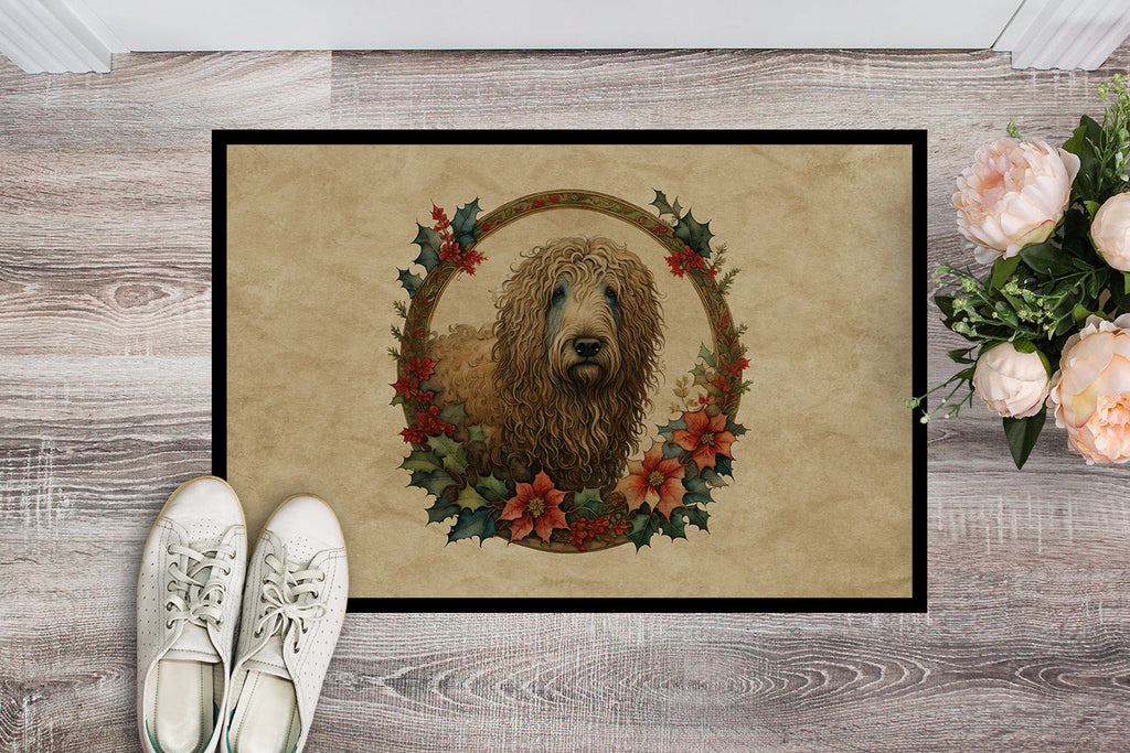Komondor Christmas Flowers Doormat Indoor Outdoor 24H X 36W Front Door Mat Rugs for Entryway, Non Slip Washable Low Pile,