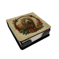 Komondor Christmas Flowers PU Leather Note Paper Holder with Artist-Designed Cover, Desk Accessory, Office Gift