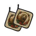 Komondor Christmas Flowers Pot Holder Set of 2 Heat Resistant Quilted Hot Pads 7.5 x 7.5 Inch, Insulated Kitchen Trivets for Cooking & Baking