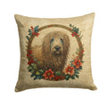 Komondor Christmas Flowers Decorative Throw Pillow 14x14 Indoor Outdoor Accent Cushion, Fabric Cover with Insert for Sofa, Bed, Porch & Living Room