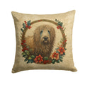 Komondor Christmas Flowers Decorative Throw Pillow 18x18 Indoor Outdoor Accent Cushion, Fabric Cover with Insert for Sofa, Bed, Porch & Living Room