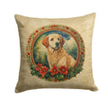 Kuvasz Christmas Flowers Decorative Throw Pillow 14x14 Indoor Outdoor Accent Cushion, Fabric Cover with Insert for Sofa, Bed, Porch & Living Room