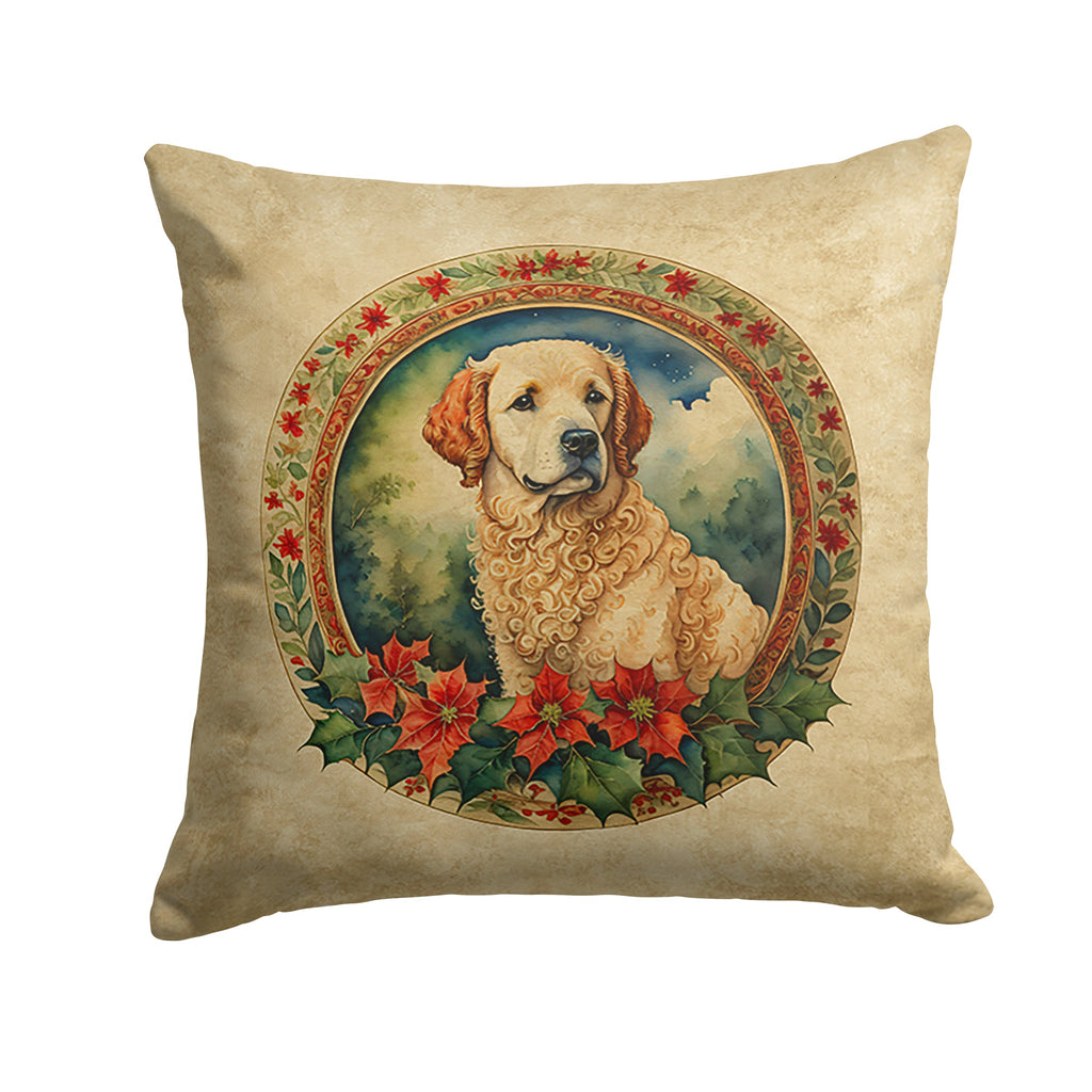 Kuvasz Christmas Flowers Decorative Throw Pillow 18x18 Indoor Outdoor Accent Cushion, Fabric Cover with Insert for Sofa, Bed, Porch & Living Room