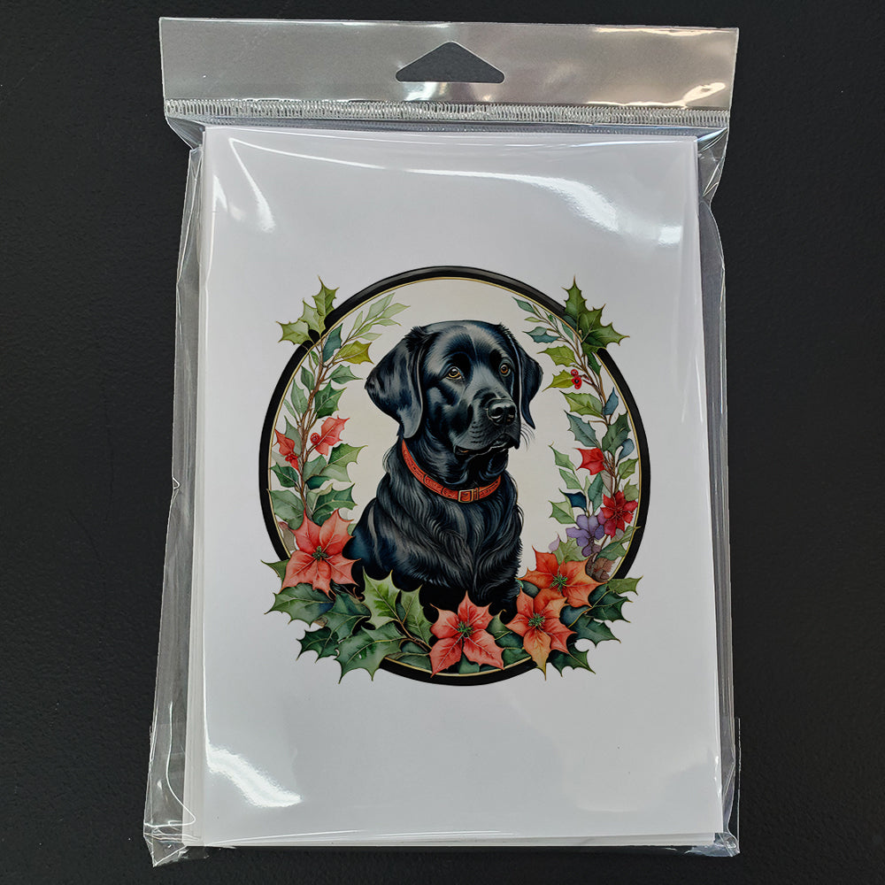 Labrador Retriever Christmas Flowers Greeting Cards Pack of 8 Blank Cards with Envelopes Whimsical A7 Size 5x7