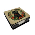 Labrador Retriever Christmas Flowers PU Leather Note Paper Holder with Artist-Designed Cover, Desk Accessory, Office Gift