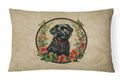 Labrador Retriever Christmas Flowers Decorative Throw Pillow 12x16 Indoor Outdoor Accent Cushion, Fabric Cover with Insert for Sofa, Bed, Porch & Living Room