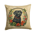 Labrador Retriever Christmas Flowers Decorative Throw Pillow 18x18 Indoor Outdoor Accent Cushion, Fabric Cover with Insert for Sofa, Bed, Porch & Living Room