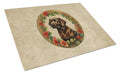 Labrador Retriever Christmas Flowers Cutting Board Tempered Glass Kitchen Cutting Surface, Heat Resistant Chopping, Non-Slip Feet, Food Prep & Serving