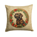 Labrador Retriever Christmas Flowers Decorative Throw Pillow 14x14 Indoor Outdoor Accent Cushion, Fabric Cover with Insert for Sofa, Bed, Porch & Living Room