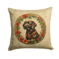 Labrador Retriever Christmas Flowers Decorative Throw Pillow 18x18 Indoor Outdoor Accent Cushion, Fabric Cover with Insert for Sofa, Bed, Porch & Living Room