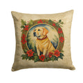 Labrador Retriever Christmas Flowers Decorative Throw Pillow 14x14 Indoor Outdoor Accent Cushion, Fabric Cover with Insert for Sofa, Bed, Porch & Living Room