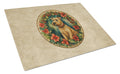 Lakeland Terrier Christmas Flowers Cutting Board Tempered Glass Kitchen Cutting Surface, Heat Resistant Chopping, Non-Slip Feet, Food Prep & Serving