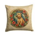 Lakeland Terrier Christmas Flowers Decorative Throw Pillow 14x14 Indoor Outdoor Accent Cushion, Fabric Cover with Insert for Sofa, Bed, Porch & Living Room